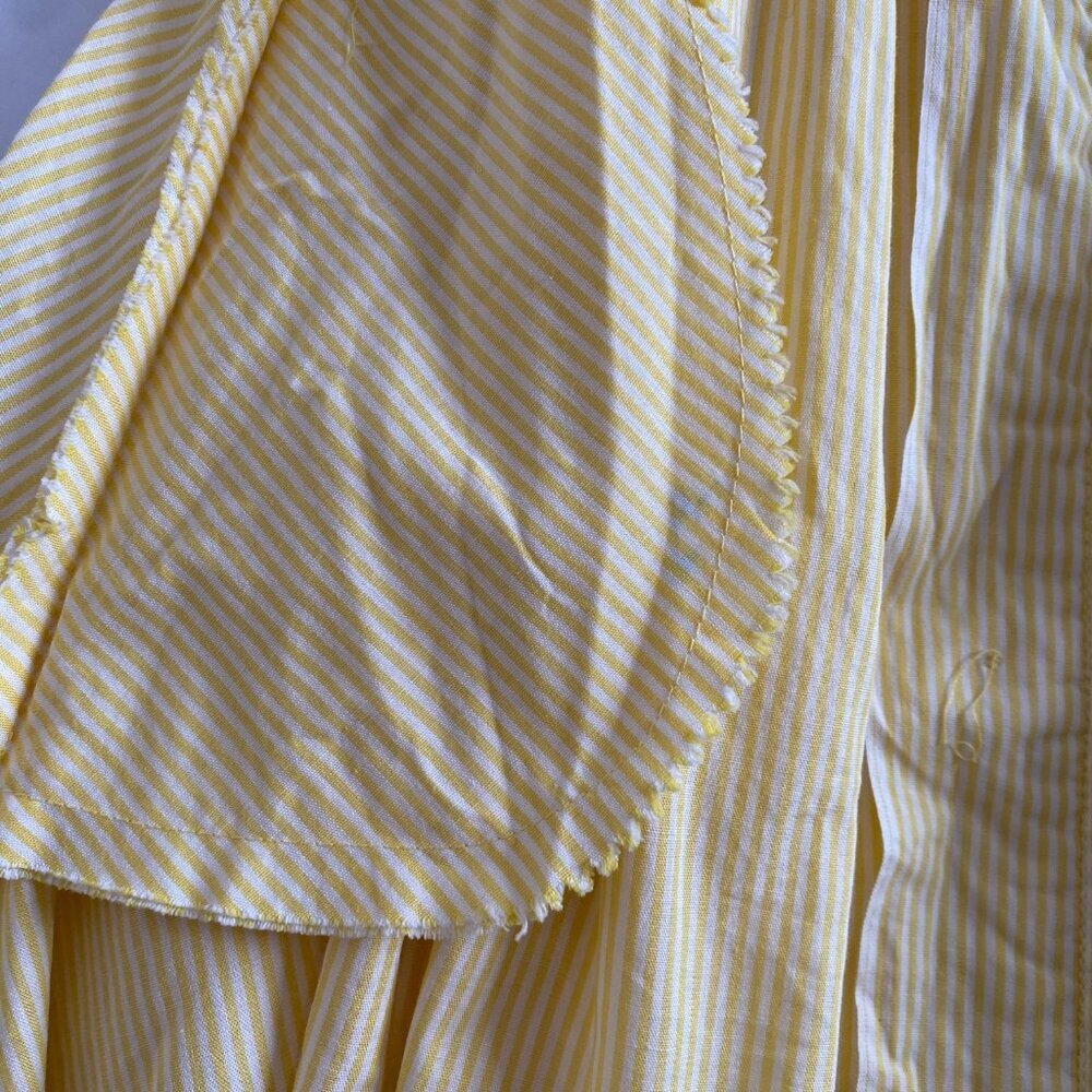 VTG Sue Brett 1960s yellow striped cotton A-line dress Women's Small pleats - Picture 13 of 13